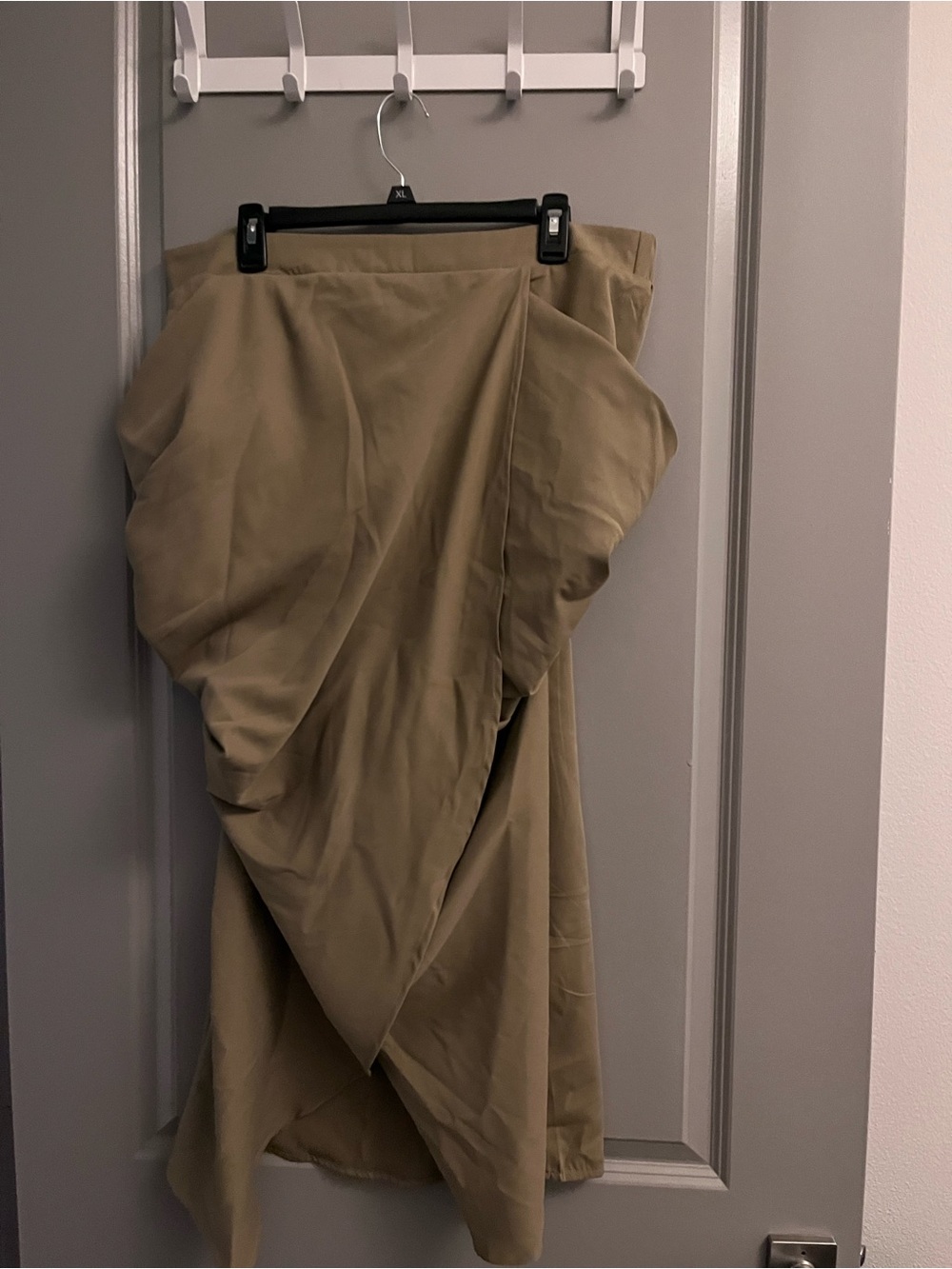 SHEIN Khaki Asymmetrical Ruched Wrap Skirt